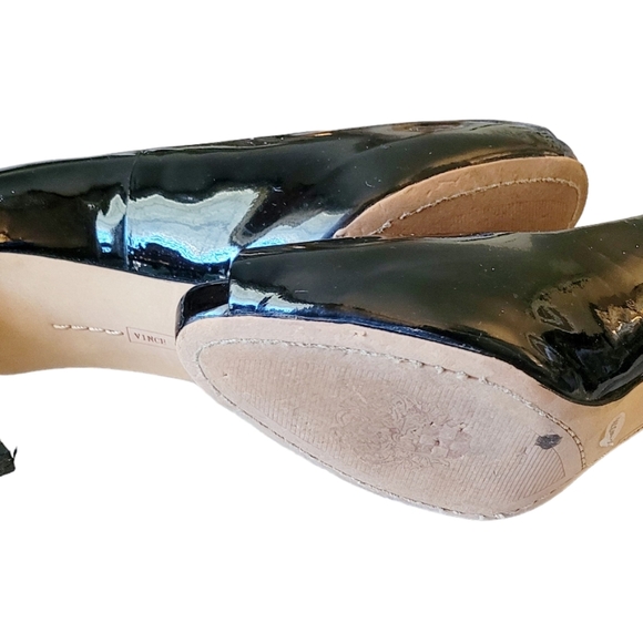 Vince Camuto Black Patent Leather Stiletto 3" Heel Peep Toe Shoe Size 7.5 - Picture 5 of 7